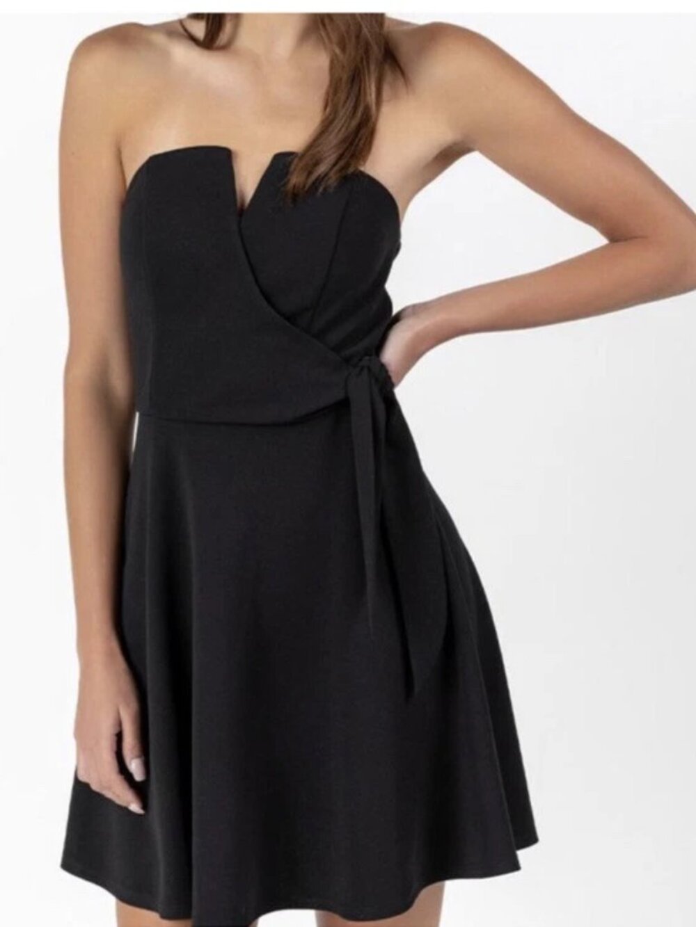 Francesca’s Mi Ami Edith Strapless Fit & Flare Black Dress Small Prom Formal